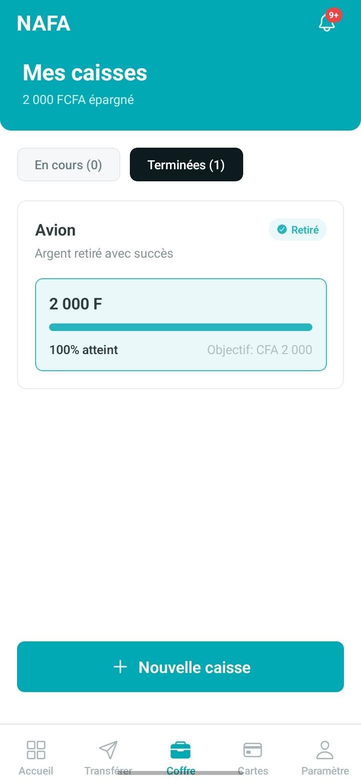 Écran coffres d'épargne NAFA